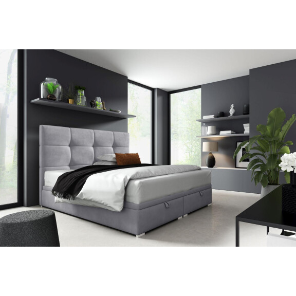 Łóżko kontynentalne pikowane Harry 2 180x200 Szare