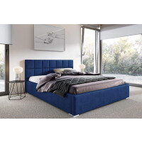 Łóżko tapicerowane pikowane z materacem Santiago 180x200 Niebieskie Metalowy Stelaż