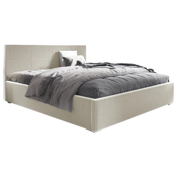 Łóżko tapicerowane 160x200 z pojemnikiem i materacem Matia Beżowe