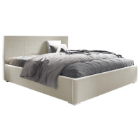 Łóżko tapicerowane 180x200 z pojemnikiem i materacem Matia Beżowe Metalowy Stelaż