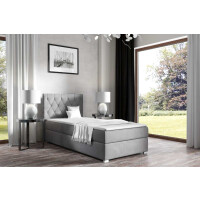 Łóżko kontynentalne pikowane Nadia Pojedyncze 80x200 Lewe Szare