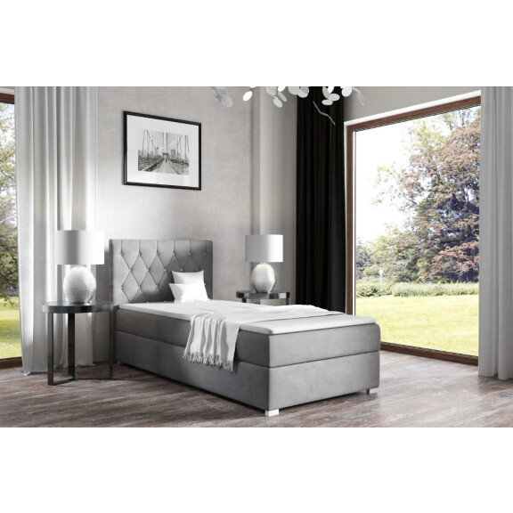 Łóżko kontynentalne pikowane Nadia Pojedyncze 90x200 Lewe Szare