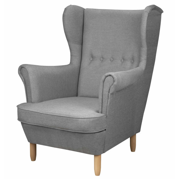 Fotel uszak skandynawski Denver Szary