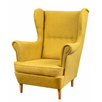 Fotel uszak skandynawski Denver Żółty