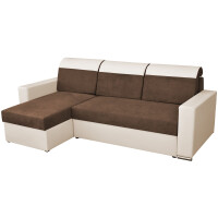 Narożnik z funkcją spania nowoczesny Roller Kremowo/Brązowy