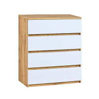 Komoda 80 cm na zabawki z 4 szufladami Arca 05 Dąb Wotan/Biały