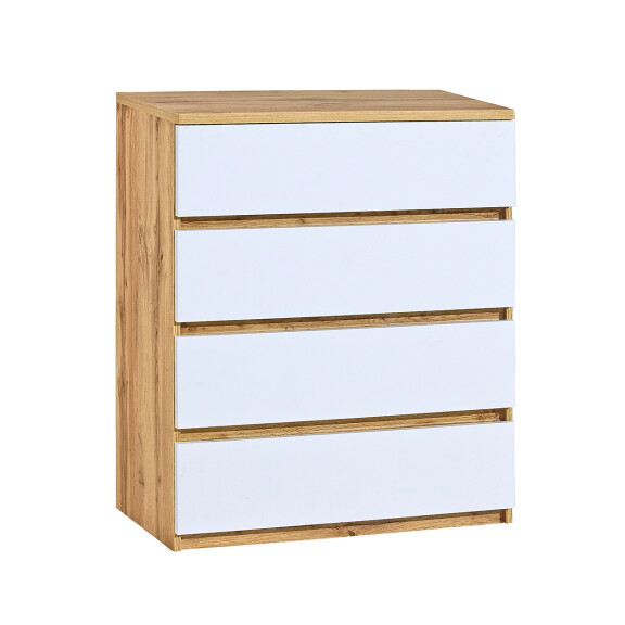 Komoda 80 cm na zabawki z 4 szufladami Arca 05 Dąb Wotan/Biały