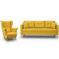 Zestaw mebli skandynawskich do salonu kanapa z fotelem Żółty