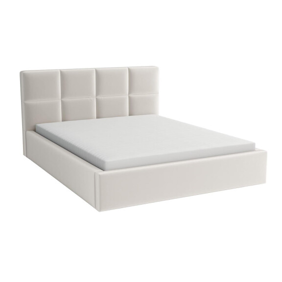 Łóżko tapicerowane 180x200 z materacem do sypialni - Alaska Kremowe
