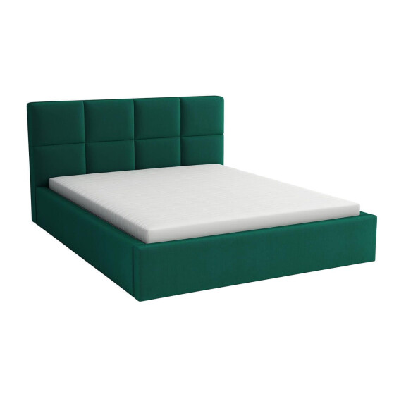 Łóżko tapicerowane 180x200 z materacem do sypialni - Alaska Ciemno Zielone