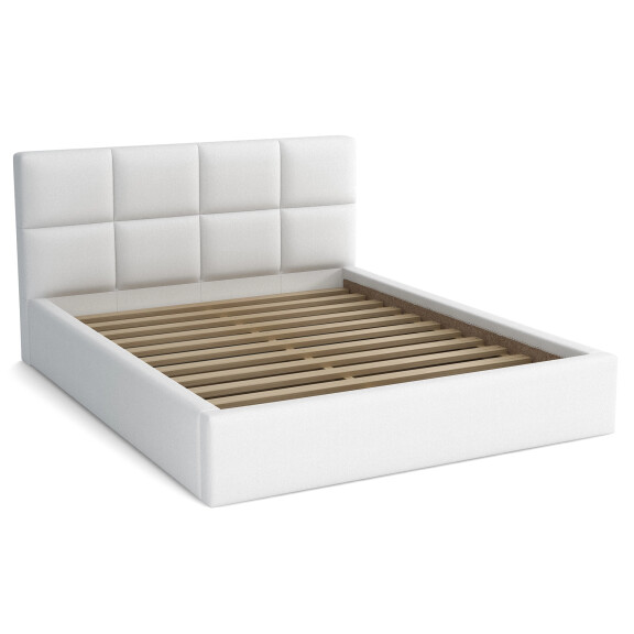 Łóżko do sypialni z pojemnikiem 180x200 - Alaska Białe Eko skóra