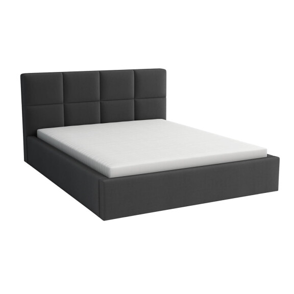 Łóżko tapicerowane 160x200 z materacem do sypialni - Alaska Grafitowe