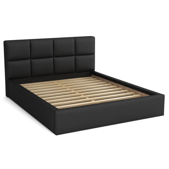 Łóżko do sypialni z pojemnikiem 160x200 - Alaska Czarne eko skóra