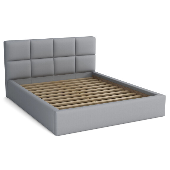 Łóżko do sypialni tapicerowane 140x200 z pojemnikiem - Alaska Szare Eko skóra