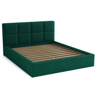 Łóżko do sypialni tapicerowane 140x200 z pojemnikiem - Alaska Ciemno zielone