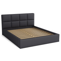 Łóżko do sypialni tapicerowane 120x200 z pojemnikiem - Alaska Grafitowe Eko skóra