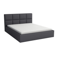 Łóżko tapicerowane 120x200 z materacem do sypialni - Alaska Grafitowe Eko skóra