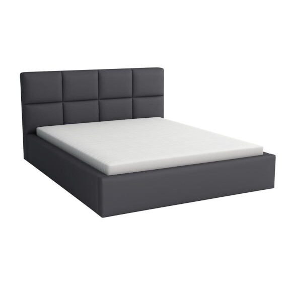 Łóżko tapicerowane 120x200 z materacem do sypialni - Alaska Grafitowe Eko skóra