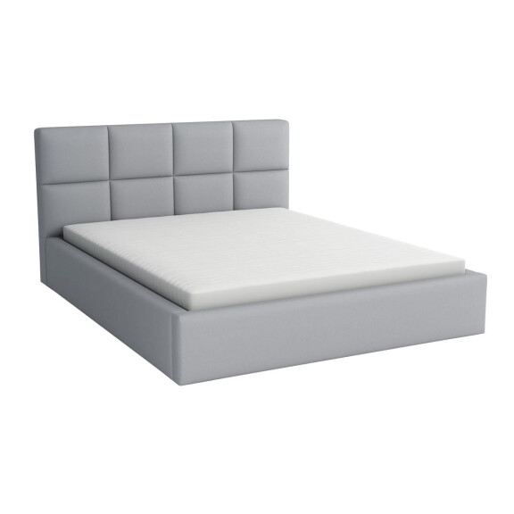 Łóżko tapicerowane 120x200 z materacem do sypialni - Alaska Szare Eko skóra
