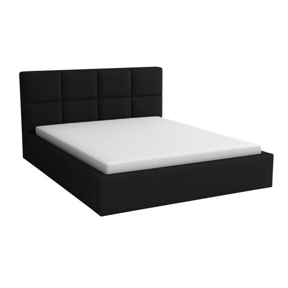 Łóżko tapicerowane 120x200 z materacem do sypialni - Alaska Czarne