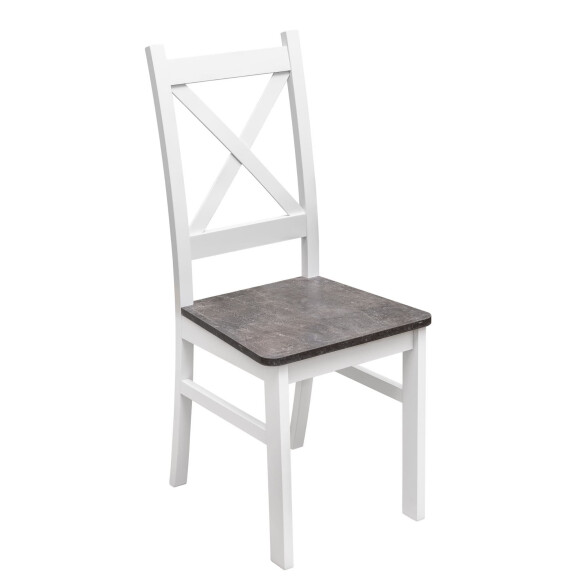 Krzesło krzyżak do jadalni Biały/Beton
