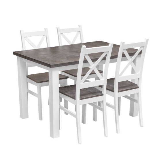 Stół z 4 krzesłami do kuchni jadalni Z062 Biały/Beton