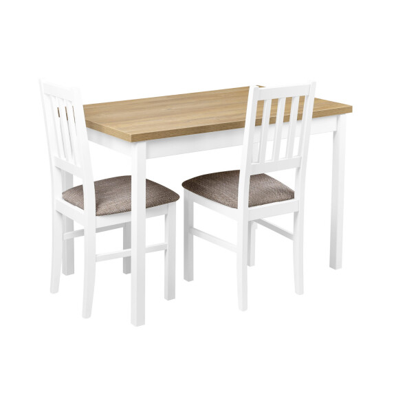 Zestaw stół z 2 krzesłami do kuchni jadalni X005 Biały/Dąb Grandson