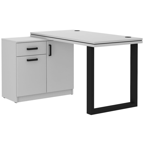 Biurko narożne z komodą Malta 140 Jasny Szary