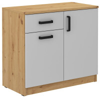 Komoda biurowa z szufladą Malta 820 2D 1S Szary/Dąb Artisan