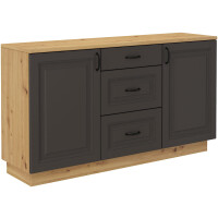 Komoda z 3 szufladami do salonu Flawia GRAR 150 2D 2S Grafit/Artisan