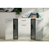 Komoda z szufladą Salsa WH20 3D 1S Biały + LED