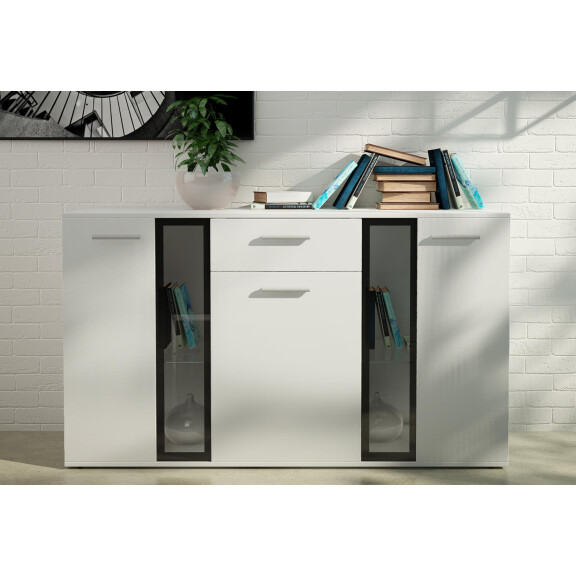 Komoda z szufladą Salsa WH20 3D 1S Biały + LED