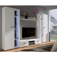 Meblościanka do salonu Rumba XL WH01 Biały + LED