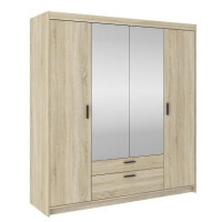 Szafa czterodrzwiowa z lustrem do sypialni Elena 4D SO04 Dąb Sonoma