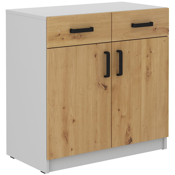 Szafka biurowa z szufladami Malta 105 2F 2S Dąb Artisan/Szary