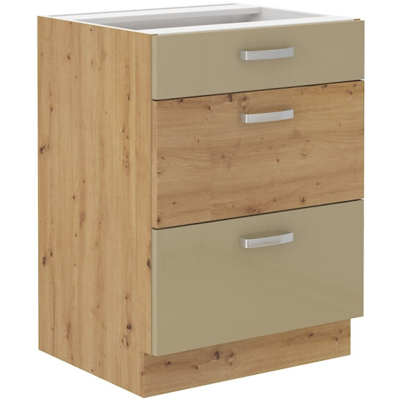 Szafka kuchenna dolna z szufladami ARTISAN HG 60 D 3S Cappucino/Dąb Artisan