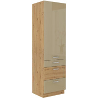 Wysoka szafka kuchenna słupek z szufladami ARTISAN HG 60 DKS-210 3S 1 F Cappucino/Dąb Artisan