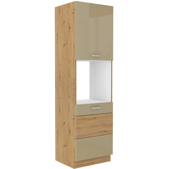 Wysoka szafka słupek pod piekarnik ARTISAN HG 60 DP-210 2F Cappucino/Dąb Artisan