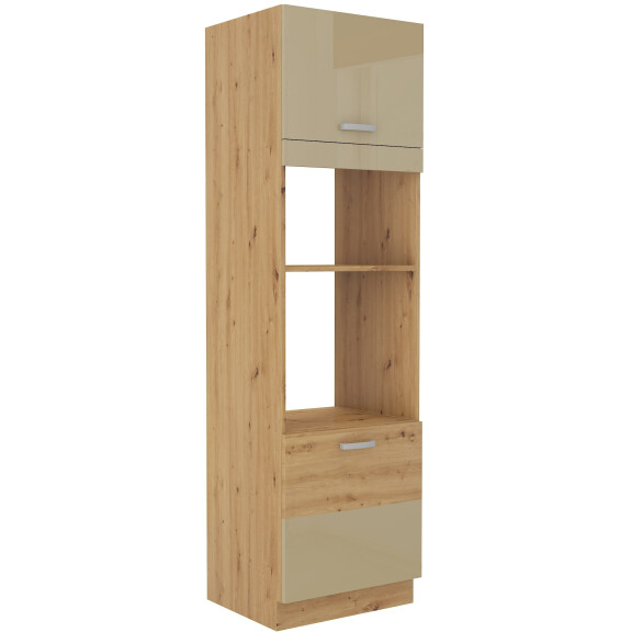 Wysoka szafka słupek pod piekarnik i mikrofale ARTISAN HG 60 DPM-210 2F Cappucino/Dąb Artisan