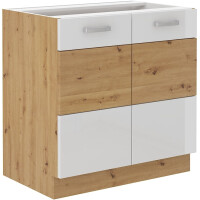 Szafka kuchenna dolna ARTISAN HG 80 D 2F Biały/Dąb Artisan