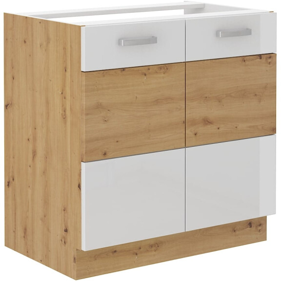 Szafka kuchenna pod zlew ARTISAN HG 80 ZL 2F Biały/Dąb Artisan