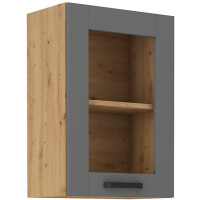 Szafka kuchenna wisząca górna z witryną LUNA 40 GS-72 1F Szary/Dąb Artisan