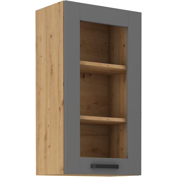 Szafka kuchenna wisząca górna z witryną LUNA 40 GS-90 1F Szary/Dąb Artisan