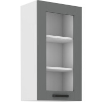 Szafka kuchenna wisząca górna z witryną LUNA 40 GS-90 1F Szary/Biały