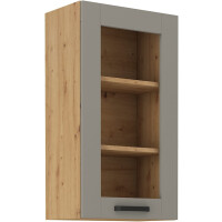 Szafka kuchenna wisząca górna z witryną LUNA 40 GS-90 1F Gliniasty Szary/Dąb Artisan