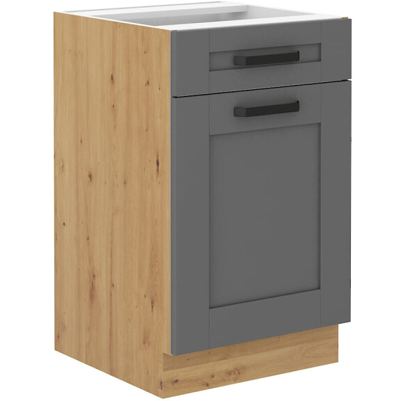 Szafka kuchenna dolna z szufladą LUNA 50 D 1D 1S Szary/Dąb Artisan