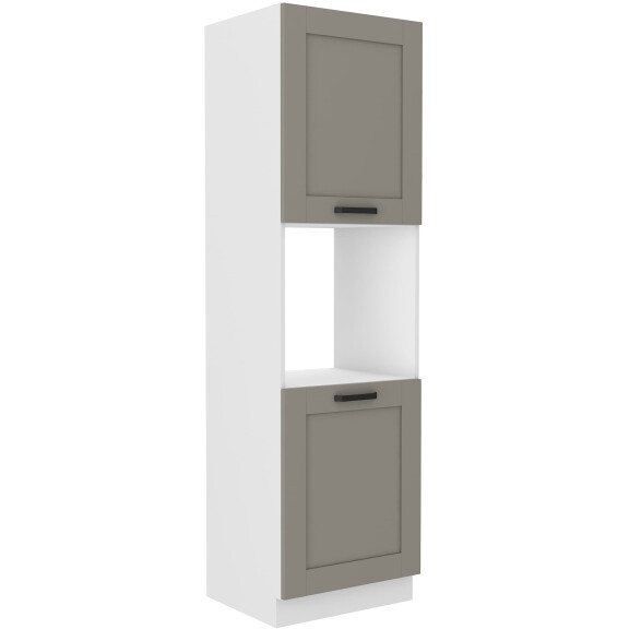 Wysoka szafka słupek na piekarnik LUNA 60 DP-210 2F Gliniasty Szary/Biały