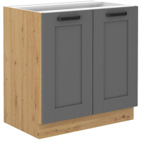 Szafka kuchenna dolna LUNA 80 D 2F BB Szary/Dąb Artisan