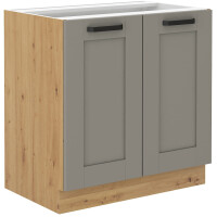 Szafka kuchenna dolna LUNA 80 D 2F BB Gliniasty Szary/Dąb Artisan