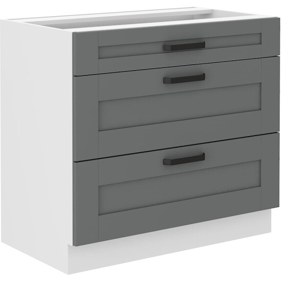 Szafka kuchenna dolna z 3 szufladami LUNA 80 D 3S Szary/Biały